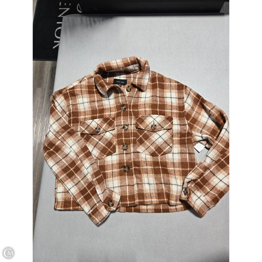 Jacket Fleece By Love Tree In Plaid Pattern, Size: M