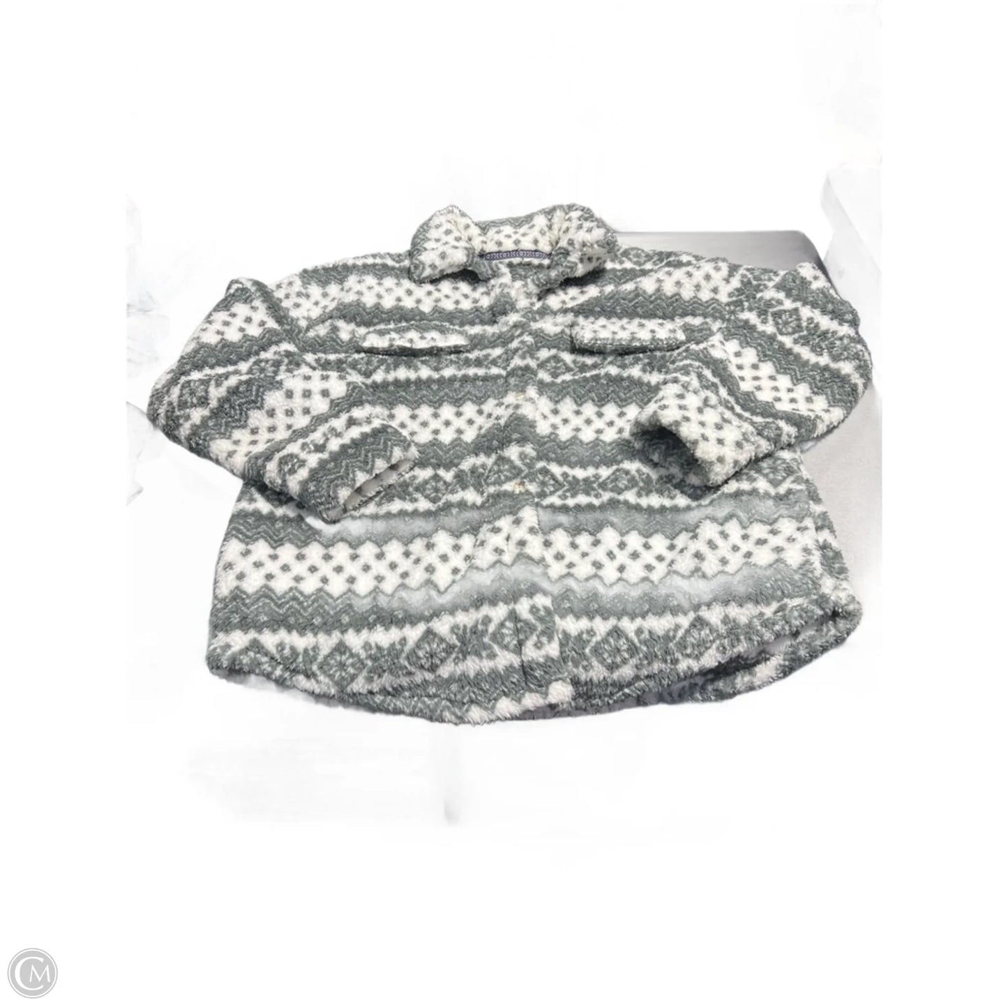 Jacket Faux Fur & Sherpa By Cmc In Grey & White, Size: 2x