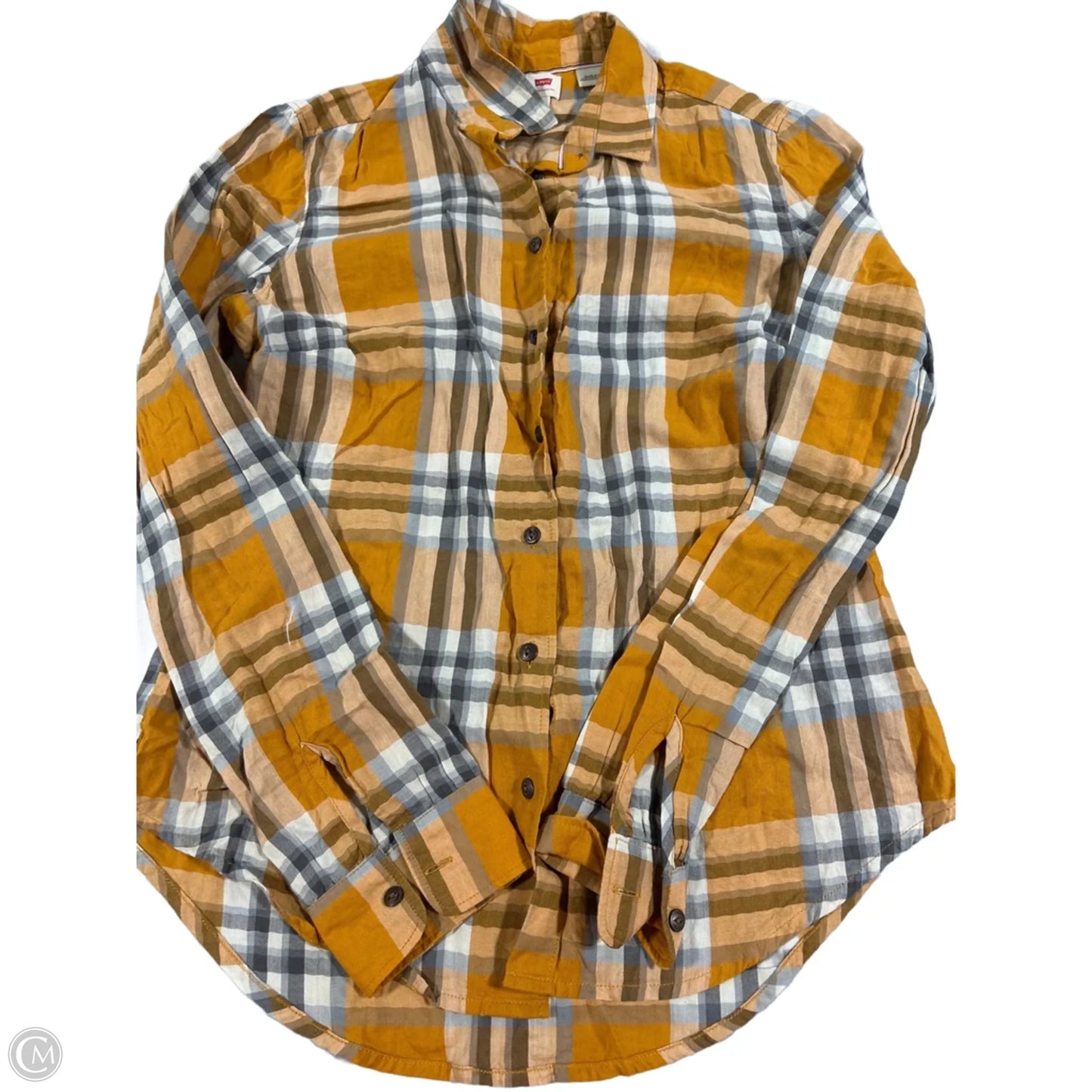 Top Long Sleeve By Levis In Plaid Pattern, Size: Xs