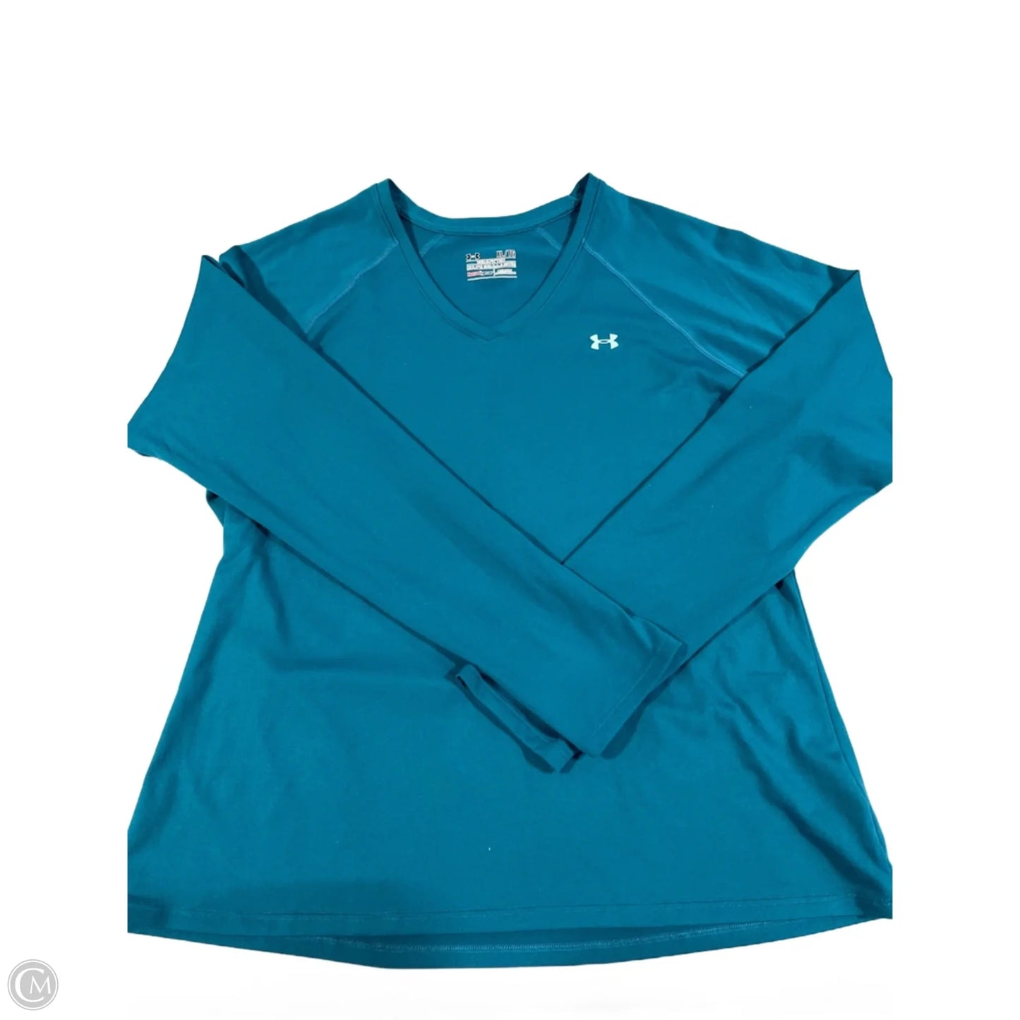 Athletic Top Long Sleeve Collar By Under Armour In Teal, Size: Xl