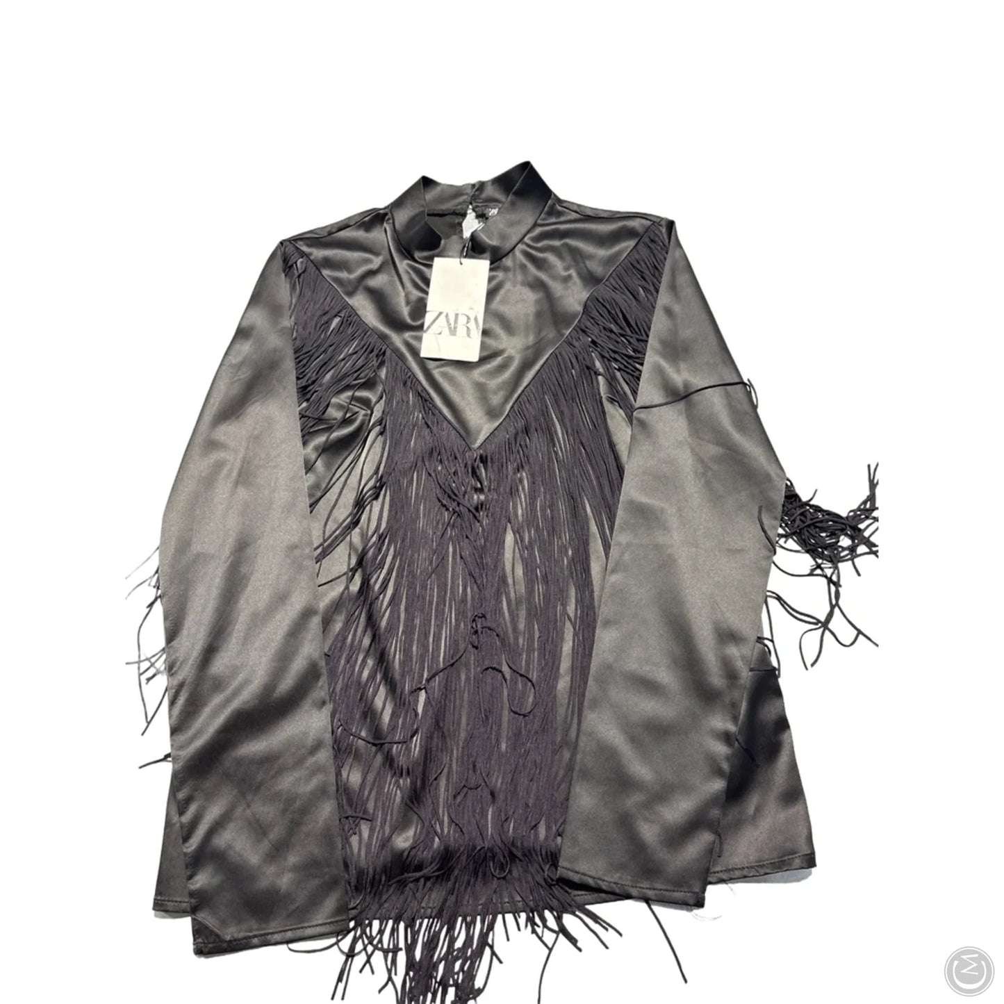 Top Long Sleeve By Zara In Black, Size: S