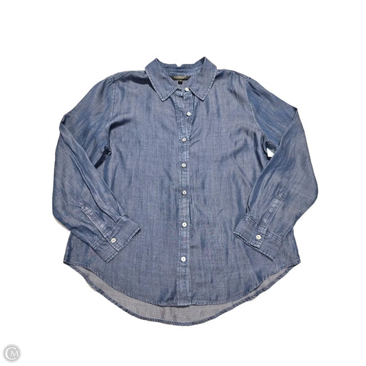 Top Long Sleeve By Liverpool In Blue Denim, Size: L