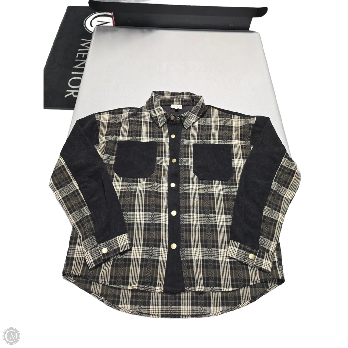 Top Long Sleeve By Hem & Thread In Plaid Pattern, Size: M