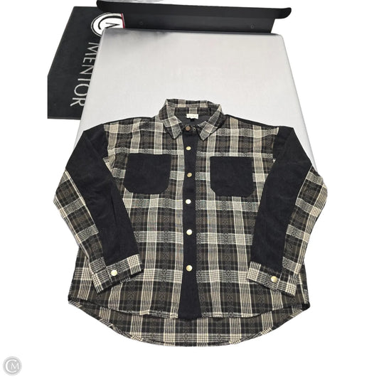 Top Long Sleeve By Hem & Thread In Plaid Pattern, Size: M