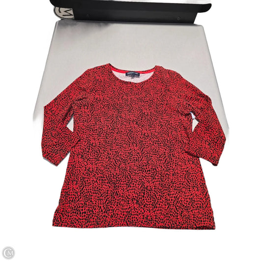 Top Long Sleeve By Jones New York In Red & Silver, Size: L