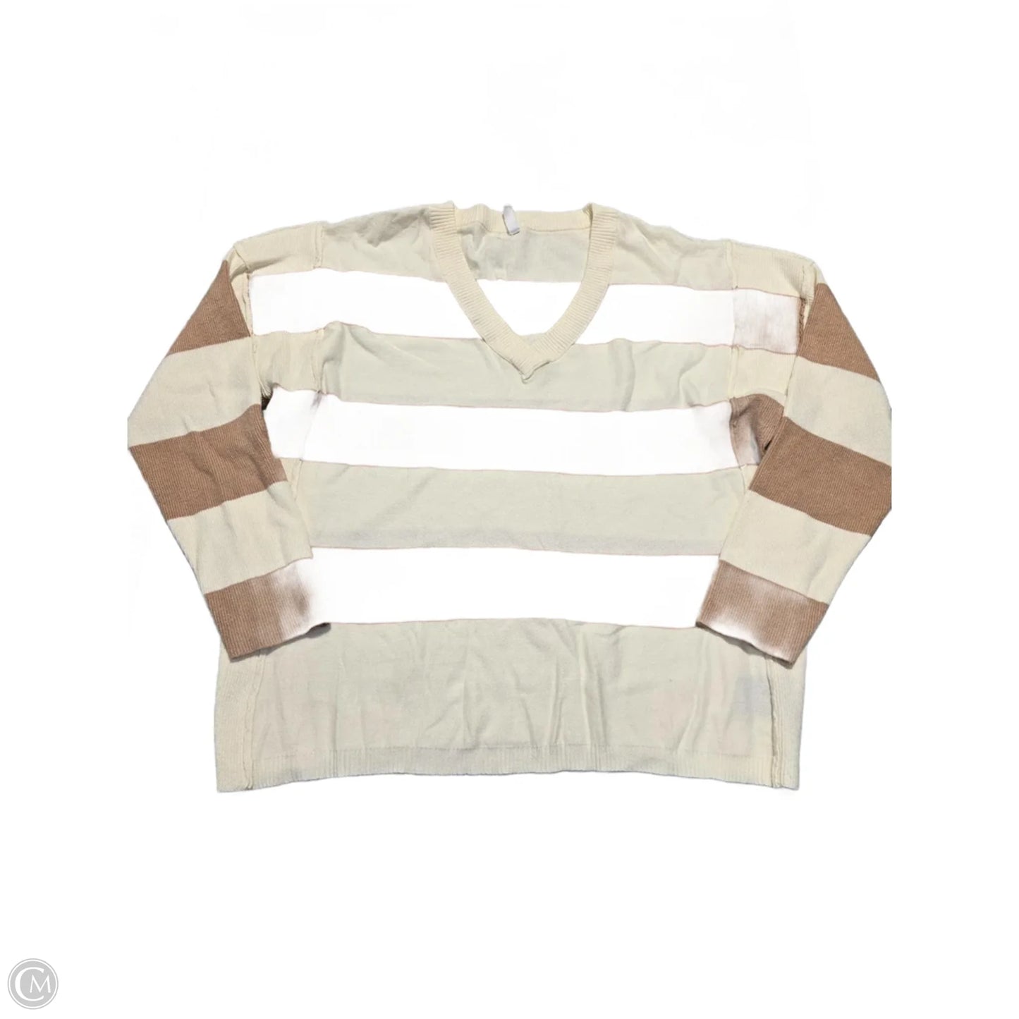 Top Long Sleeve By Wishlist In Tan & White, Size: M