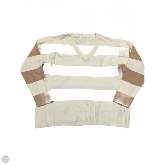 Top Long Sleeve By Wishlist In Tan & White, Size: M