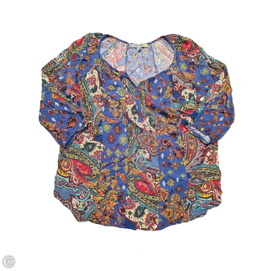 Top Long Sleeve By Figuero & Flower In Floral Print, Size: L