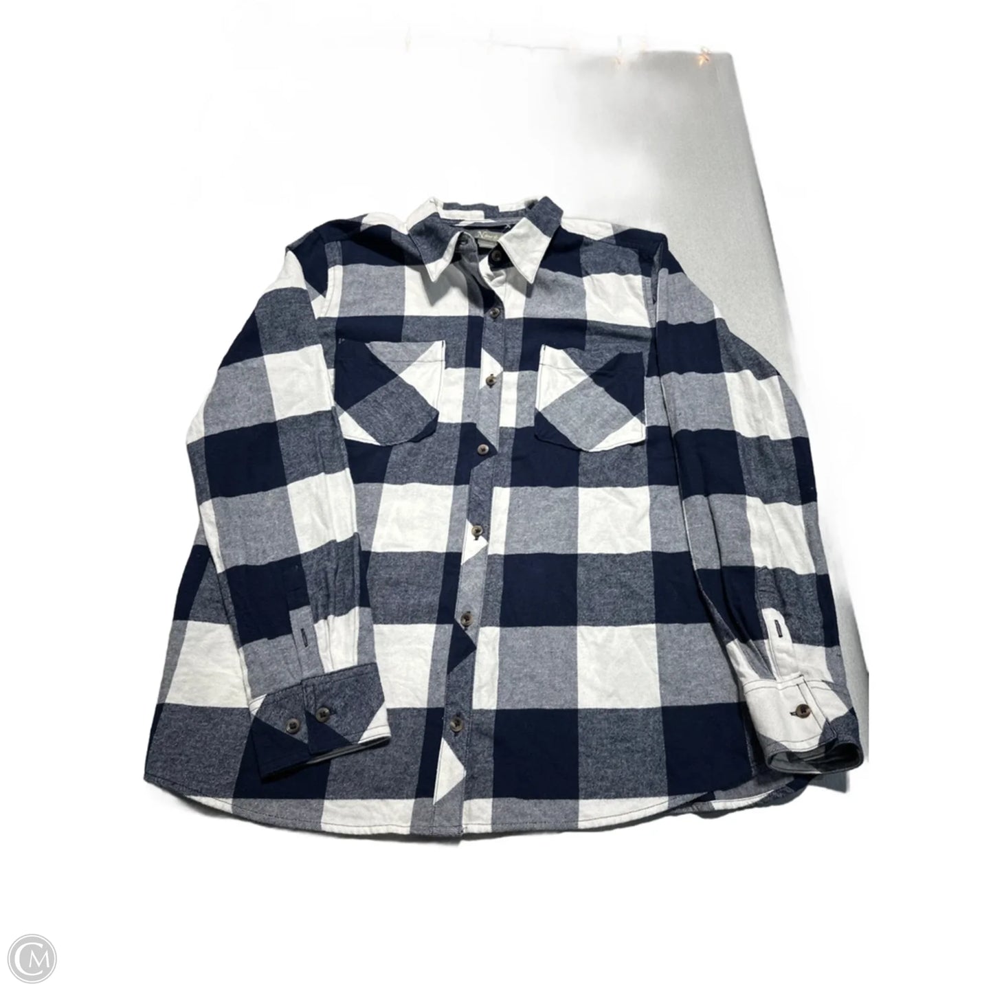 Top Long Sleeve By Natural Reflections In Plaid Pattern, Size: L