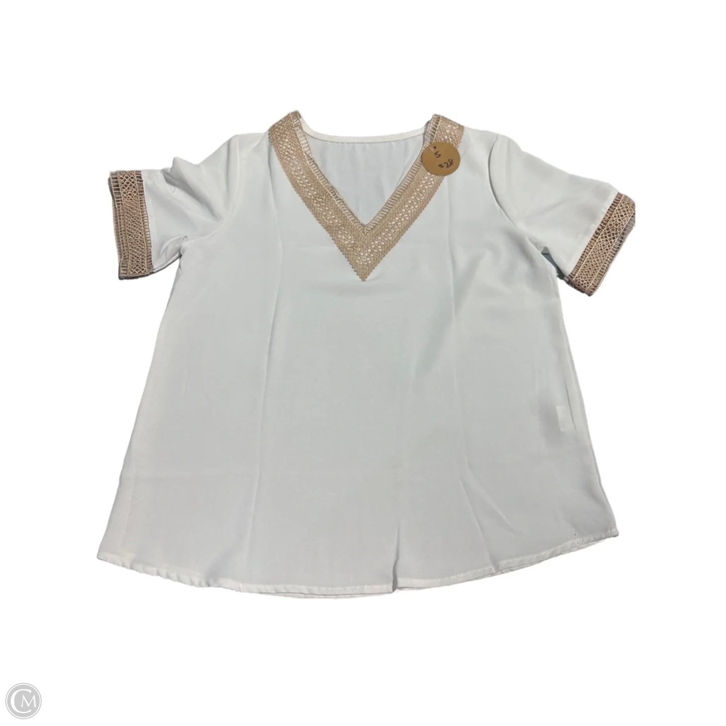 Blouse Short Sleeve By Cmc In White, Size: S