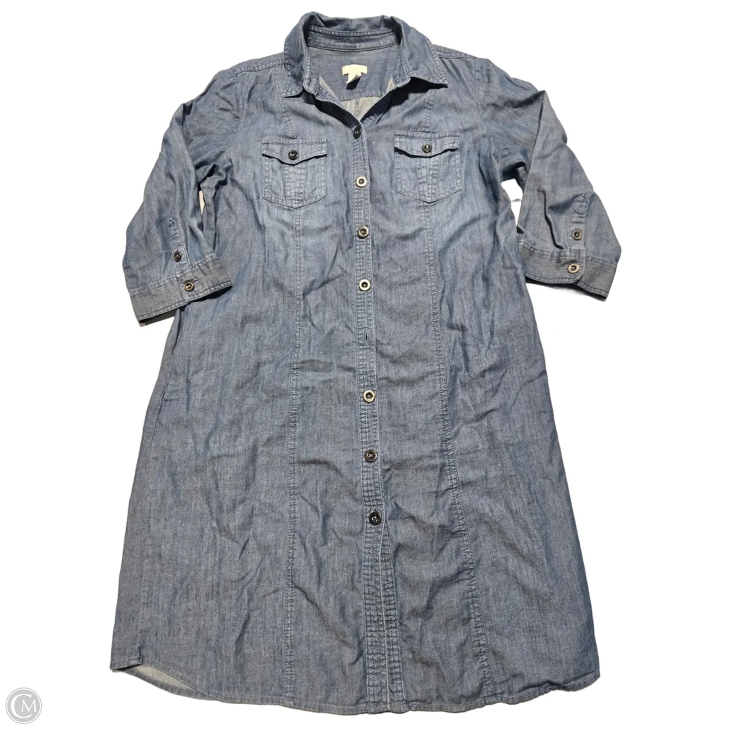 Dress Casual Midi By Chicos In Blue Denim, Size: M