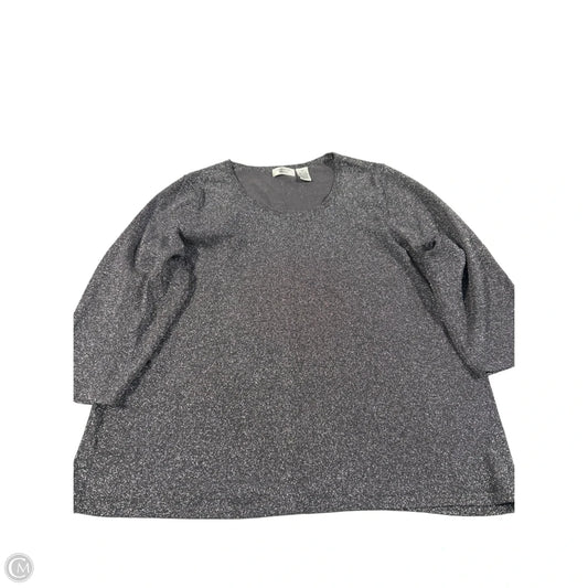 Top Long Sleeve By Laura Ashley In Silver, Size: 3x