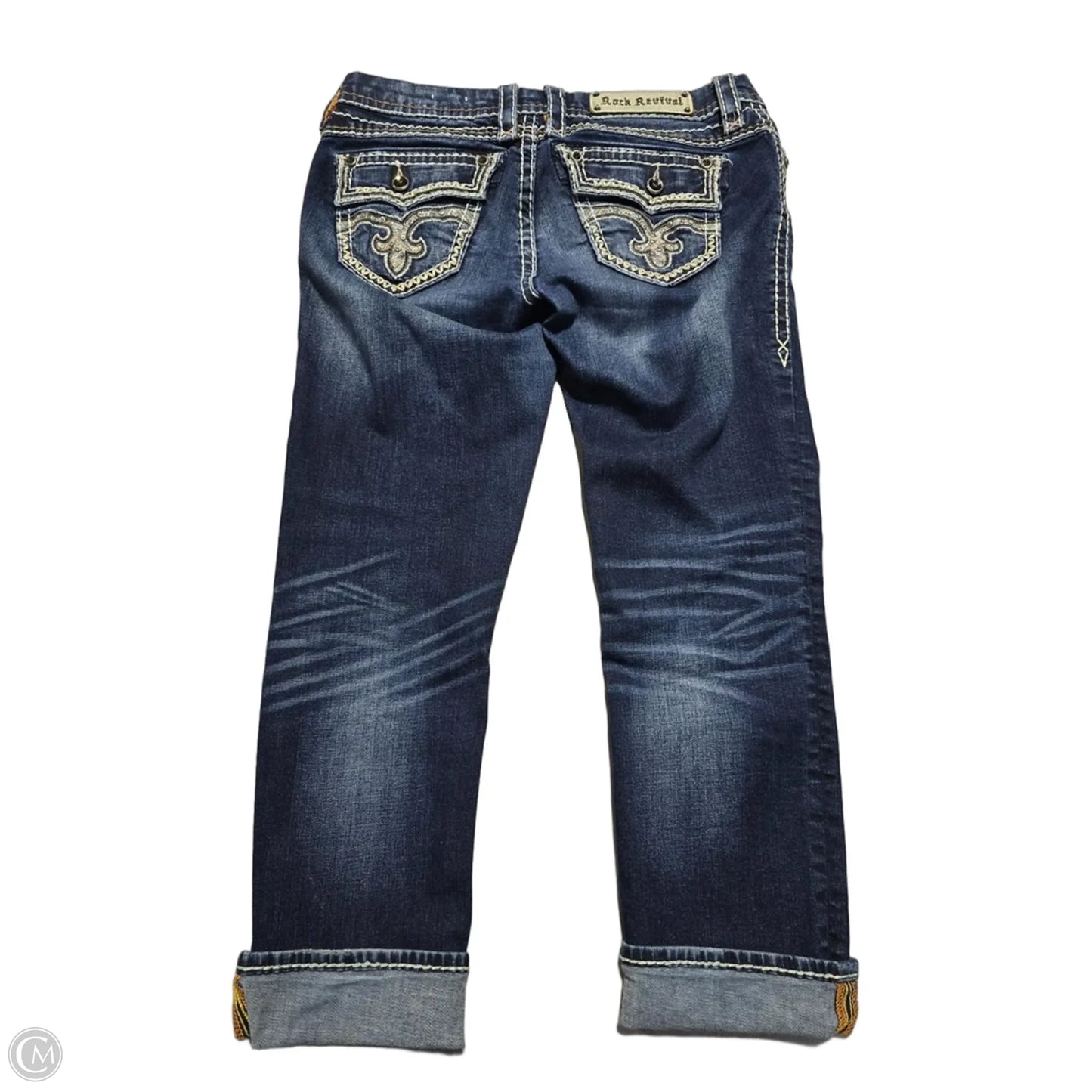 Jeans Cropped By Rock Revival In Blue Denim, Size: 6