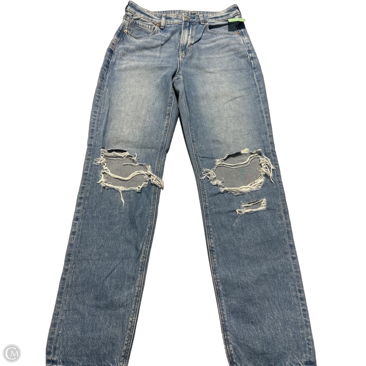 Jeans Straight By American Eagle In Blue Denim, Size: 8