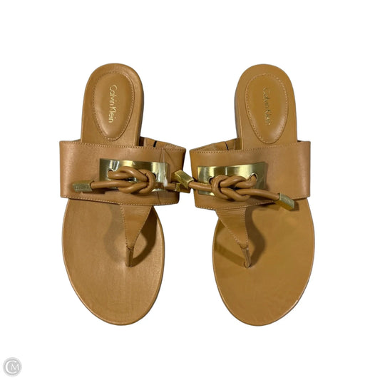 Sandals Flats By Calvin Klein In Tan, Size: 9