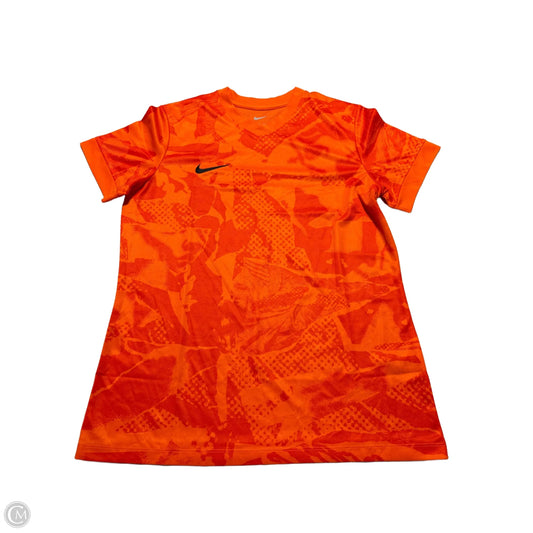 Athletic Top Short Sleeve By Nike In Orange, Size: M