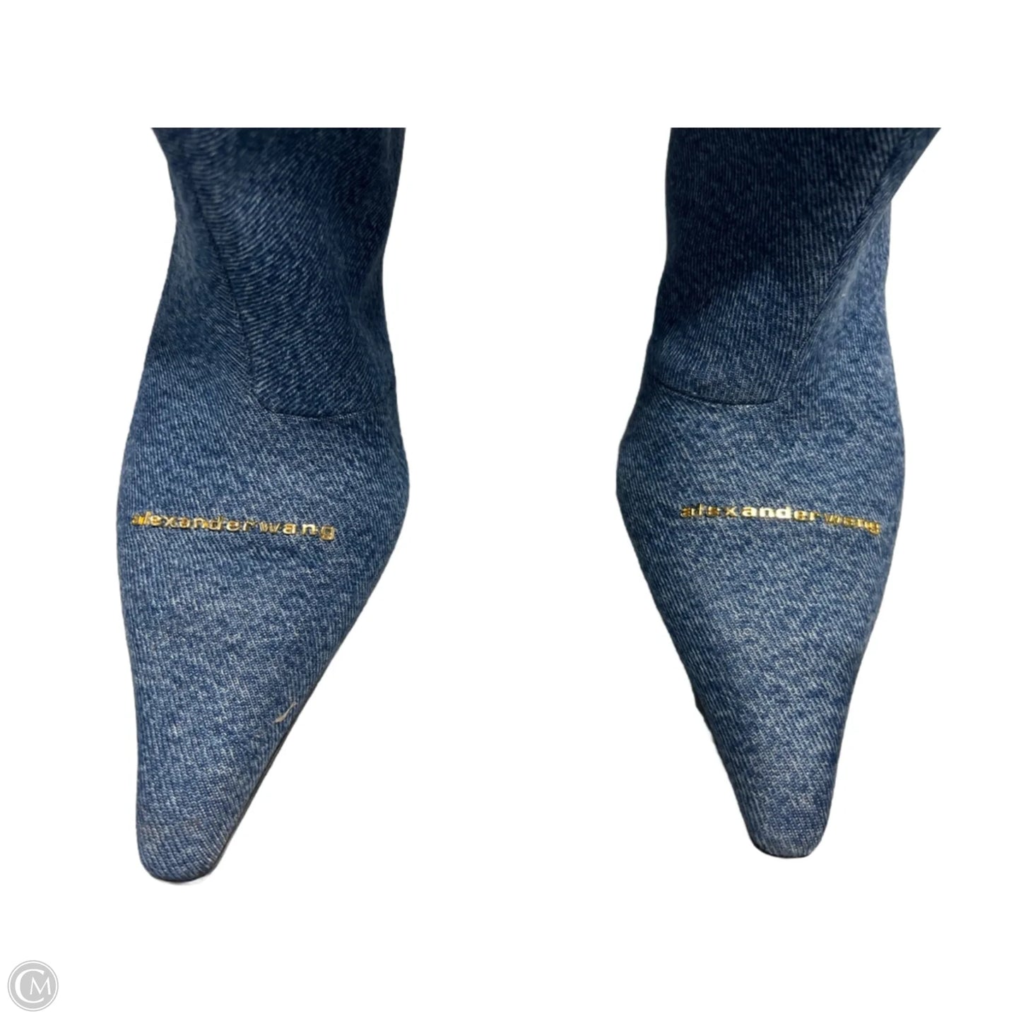 Boots Luxury Designer By Alexander Wang In Blue Denim, Size: 8.5
