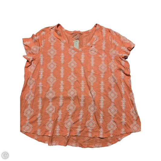 Top Short Sleeve By Maurices In Orange & White, Size: 3x