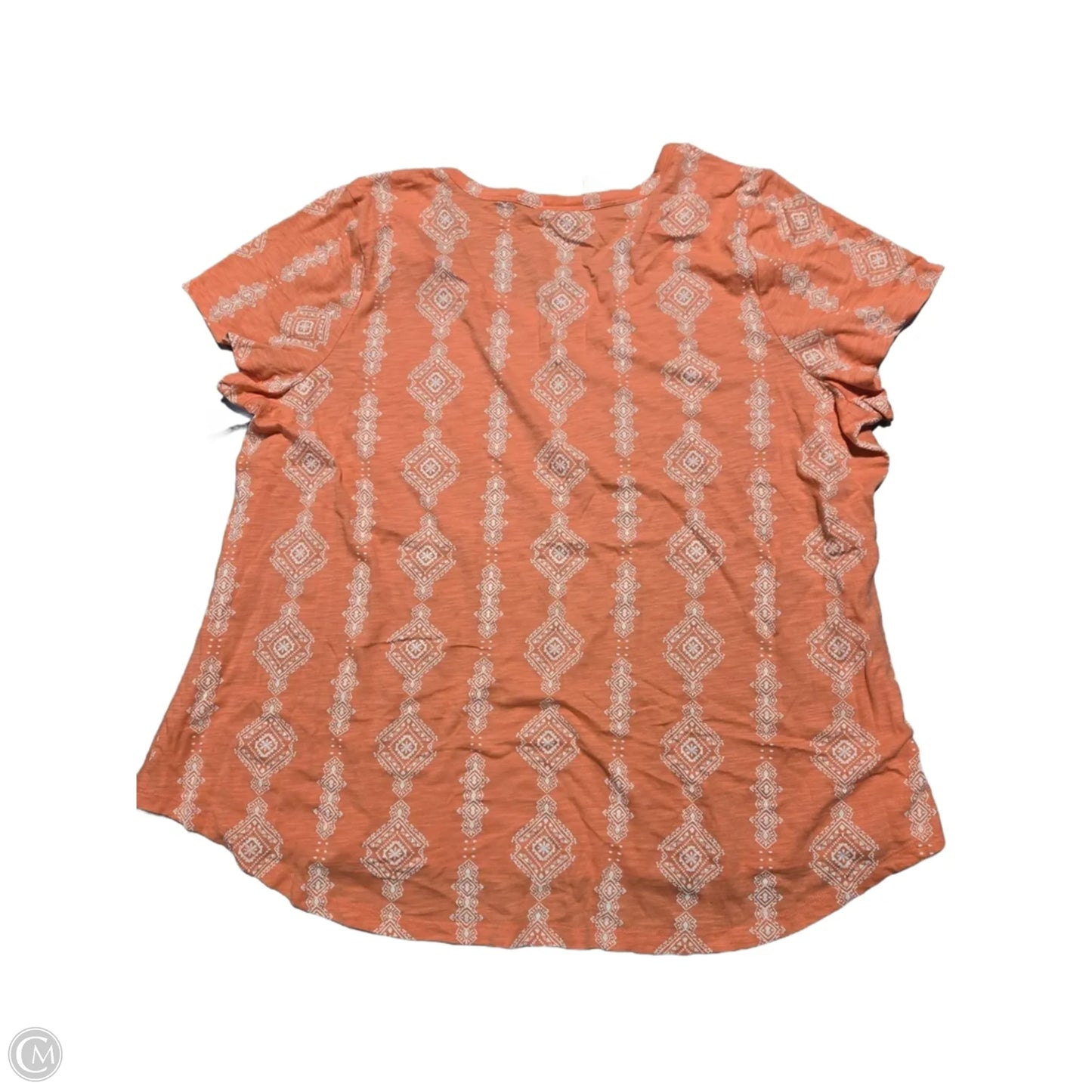 Top Short Sleeve By Maurices In Orange & White, Size: 3x