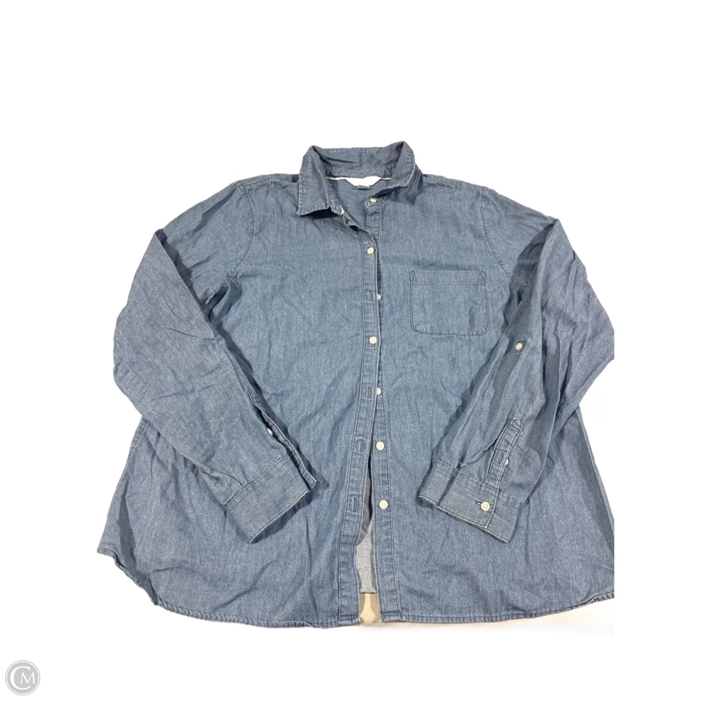Top Long Sleeve By Croft And Barrow In Blue Denim, Size: L
