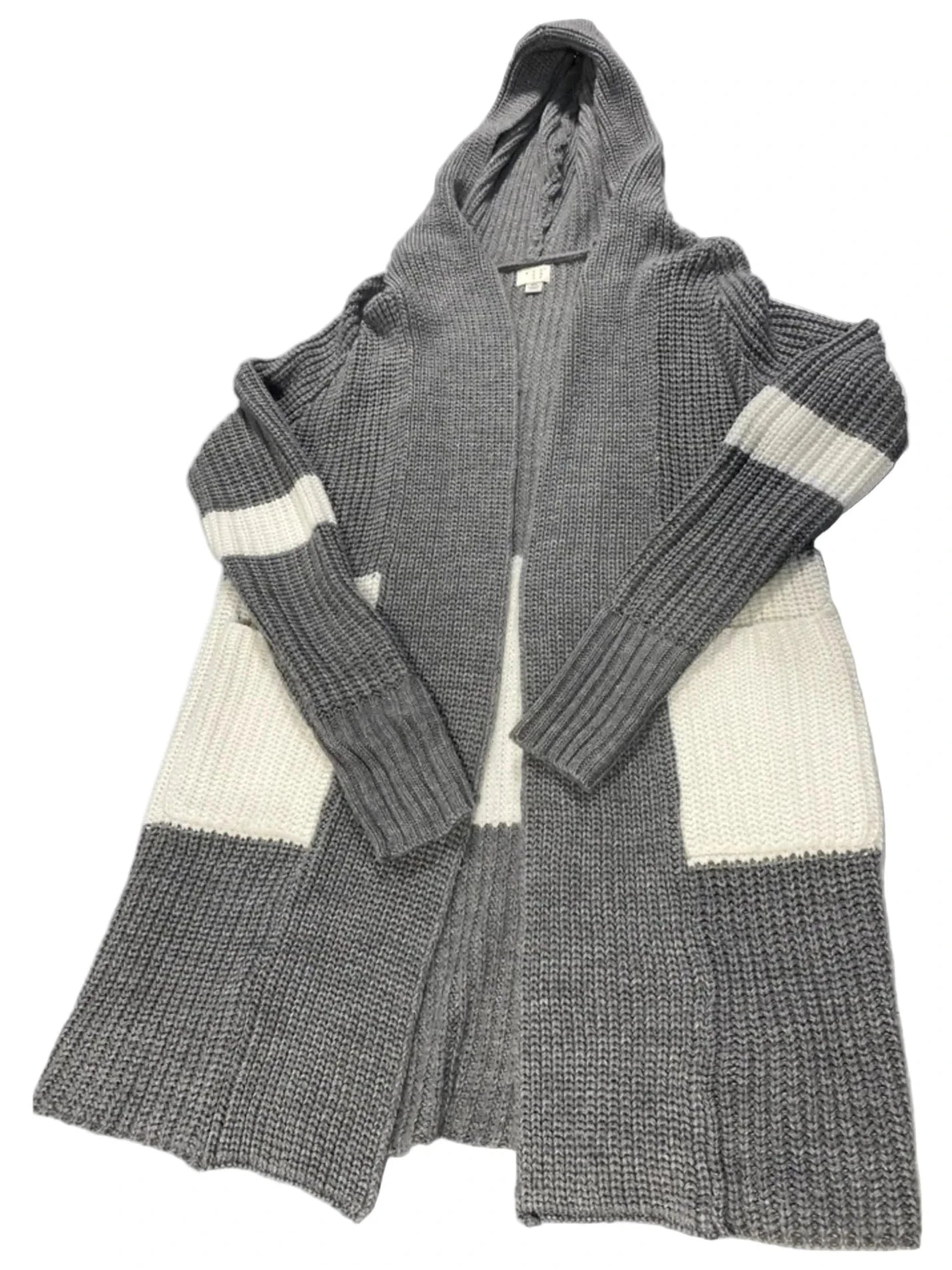 Sweater Cardigan By A New Day In Grey & White, Size: Xs