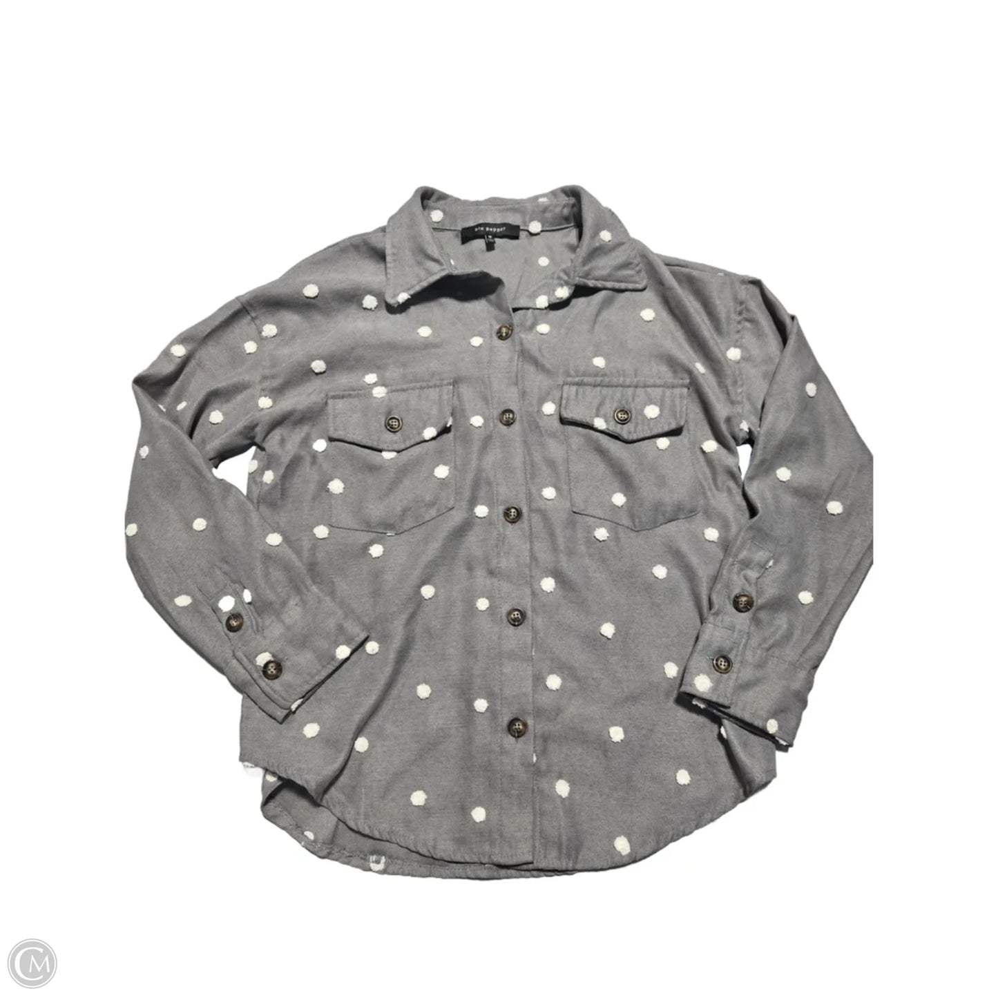 Top Long Sleeve By Blu Pepper In Polkadot Pattern, Size: M