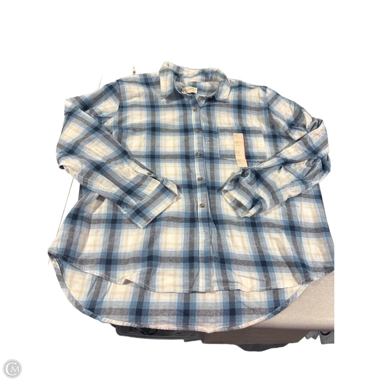 Top Long Sleeve By Universal Thread In Plaid Pattern, Size: Xxl