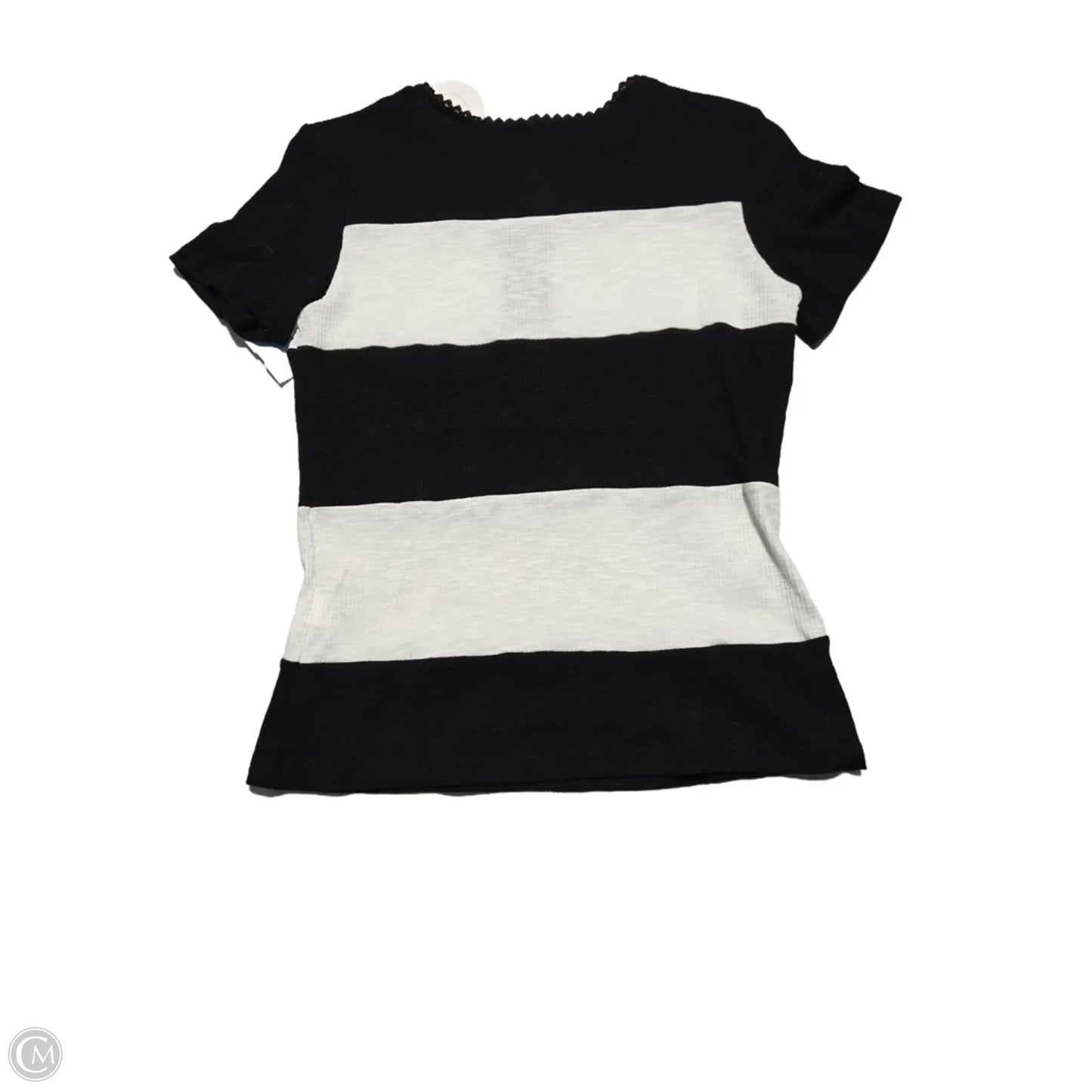 Top Short Sleeve By Cme In Black & White, Size: L