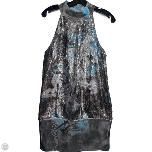 Dress Casual Midi By Studio Y In Blue & Silver, Size: L