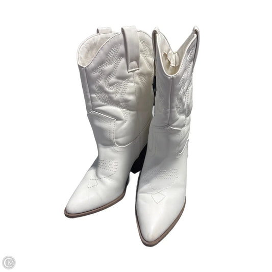 Boots Mid-calf Heels By Cme In White, Size: 6.5