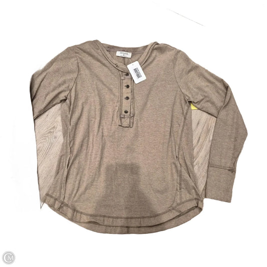 Top Long Sleeve By Zenana In Tan, Size: M