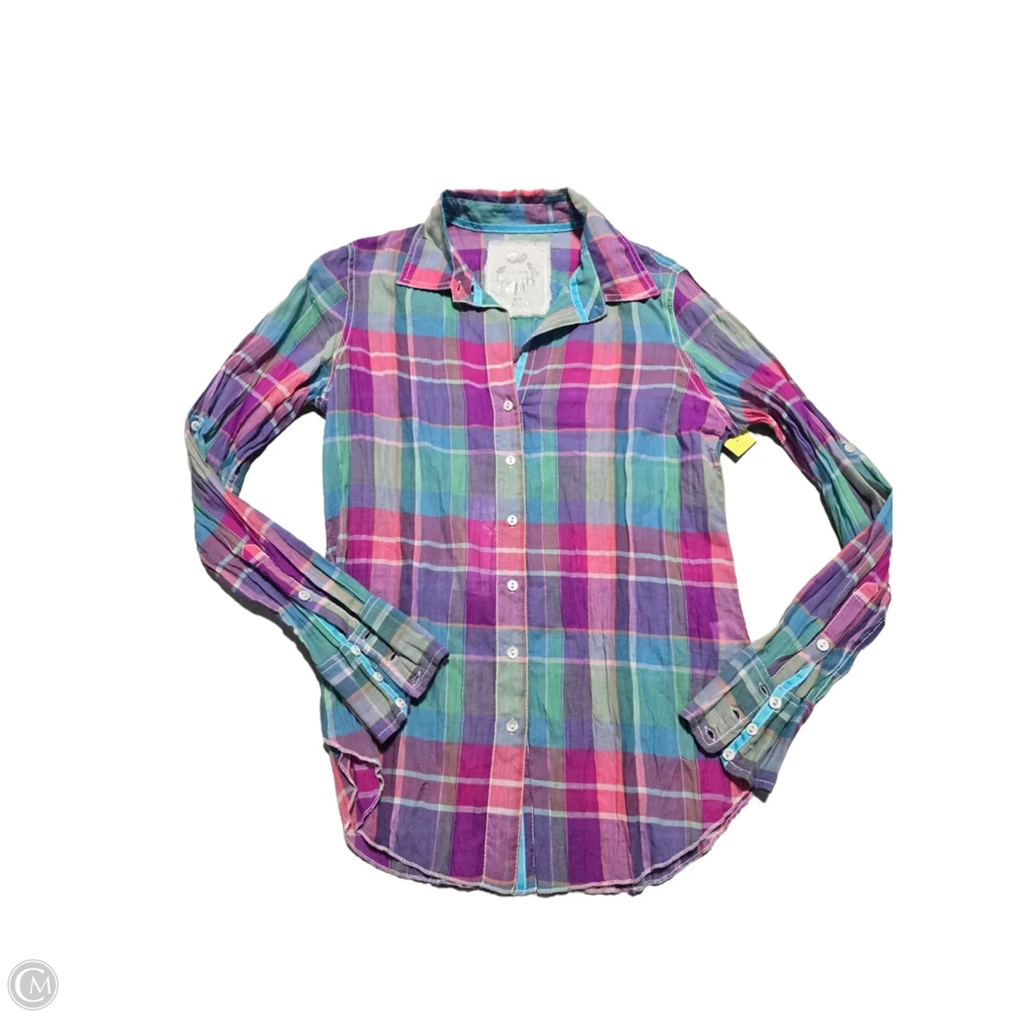 Top Long Sleeve By Cmc In Plaid Pattern, Size: S