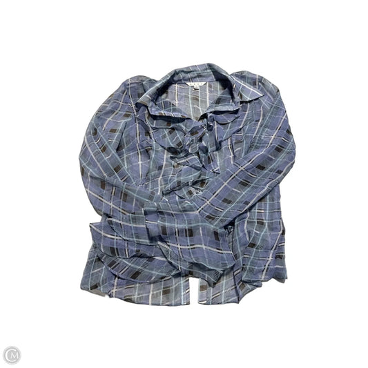 Top Long Sleeve By Cabi In Plaid Pattern, Size: L