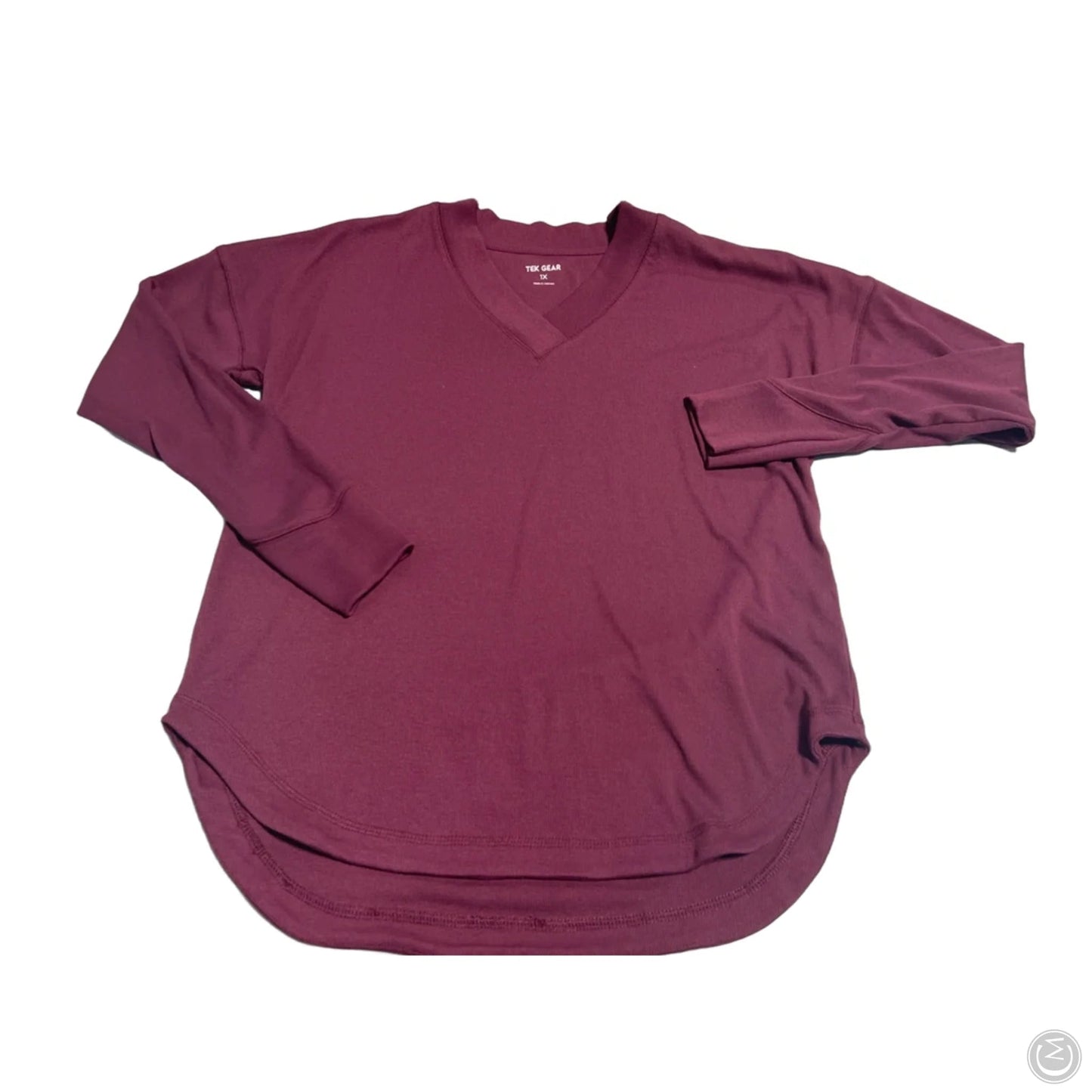 Top Long Sleeve By Tek Gear In Maroon, Size: 1x