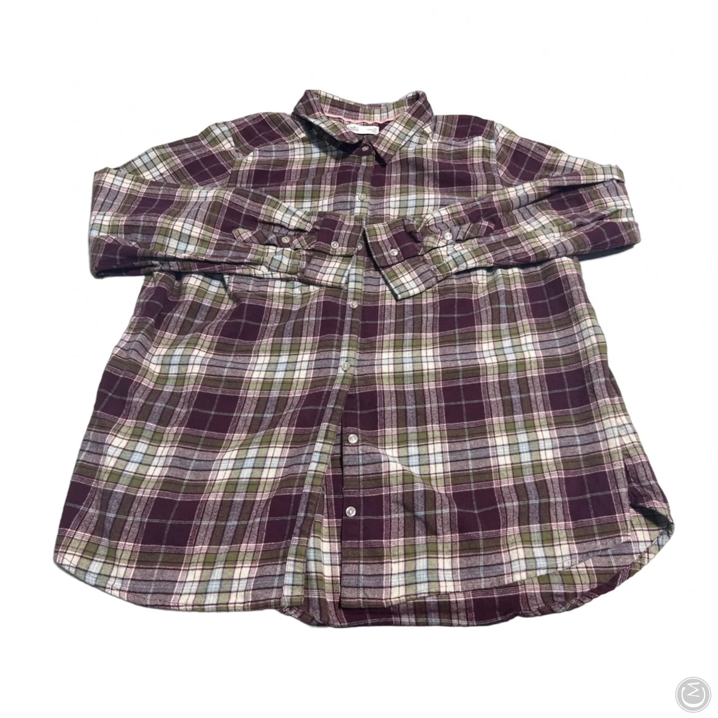 Top Long Sleeve By Croft And Barrow In Plaid Pattern, Size: 1x