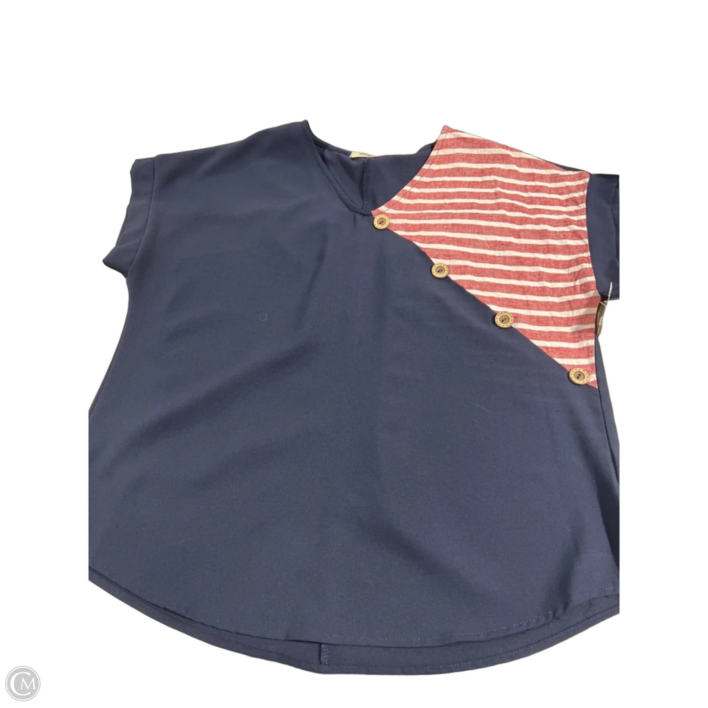 Top Short Sleeve By Haptics In Blue & Red, Size: L