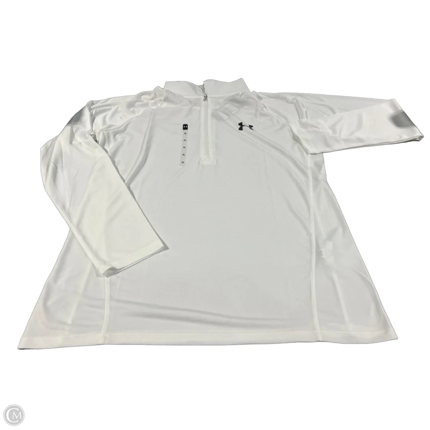 Athletic Top Long Sleeve Collar By Under Armour In White