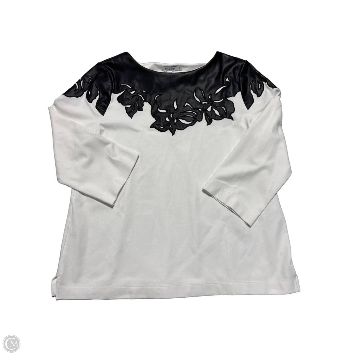 Top 3/4 Sleeve By Chicos In White, Size: L