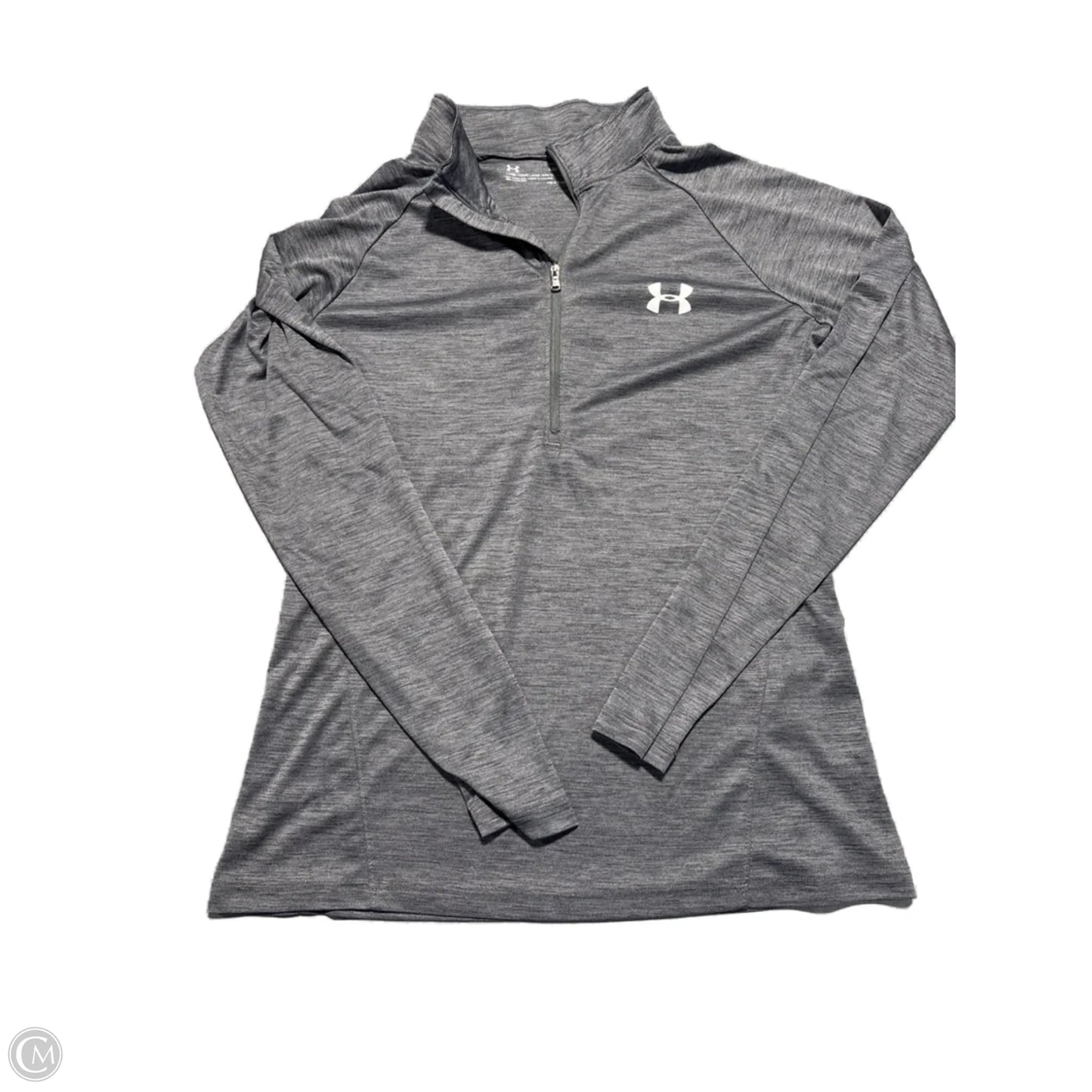 Athletic Top Long Sleeve Collar By Under Armour In Grey, Size: L