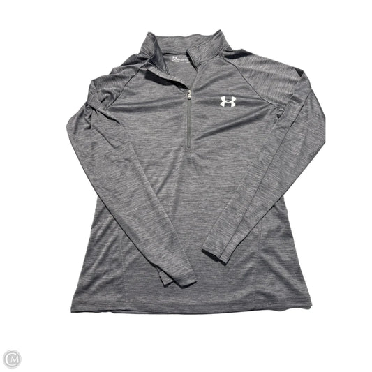 Athletic Top Long Sleeve Collar By Under Armour In Grey, Size: L