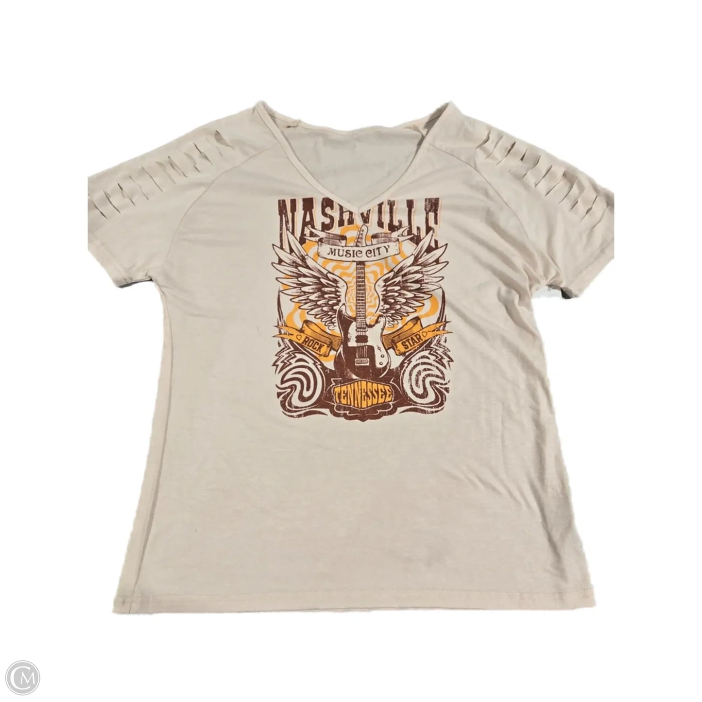 Top Short Sleeve Basic By Cme In Cream, Size: S