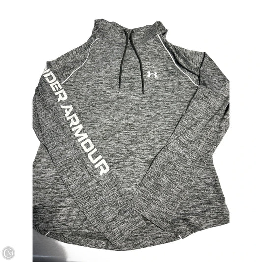 Athletic Top Long Sleeve Hoodie By Under Armour In Green & White, Size: L