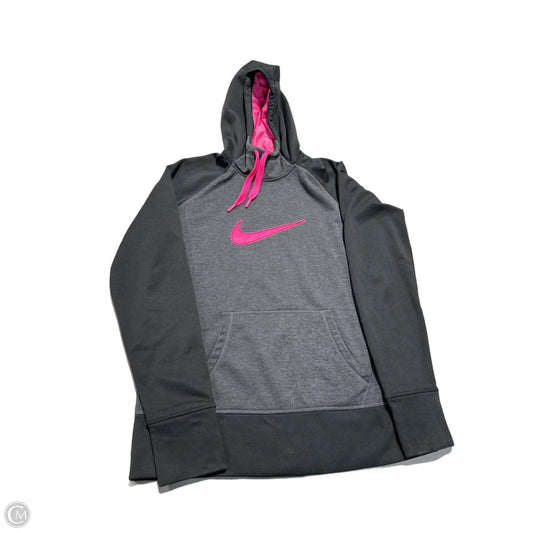 Sweatshirt Hoodie By Nike Apparel In Black & Pink, Size: L