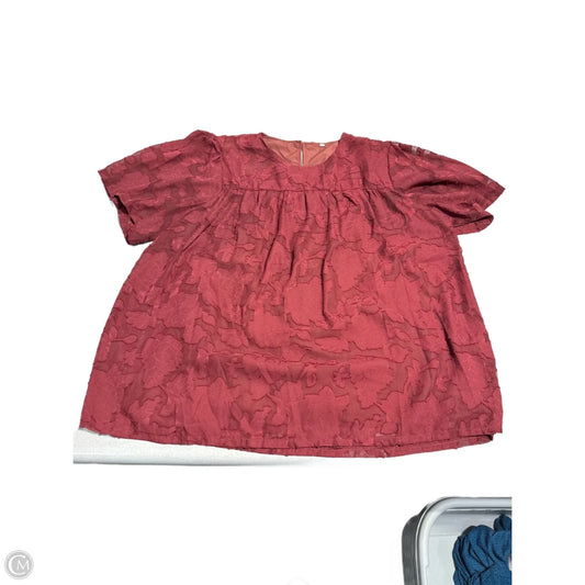 Top Short Sleeve By Cme In Maroon, Size: Xxl