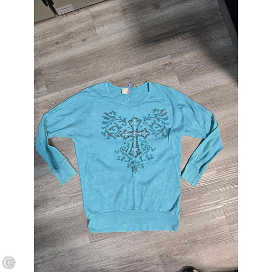 Top Long Sleeve By Daytrip In Blue, Size: L