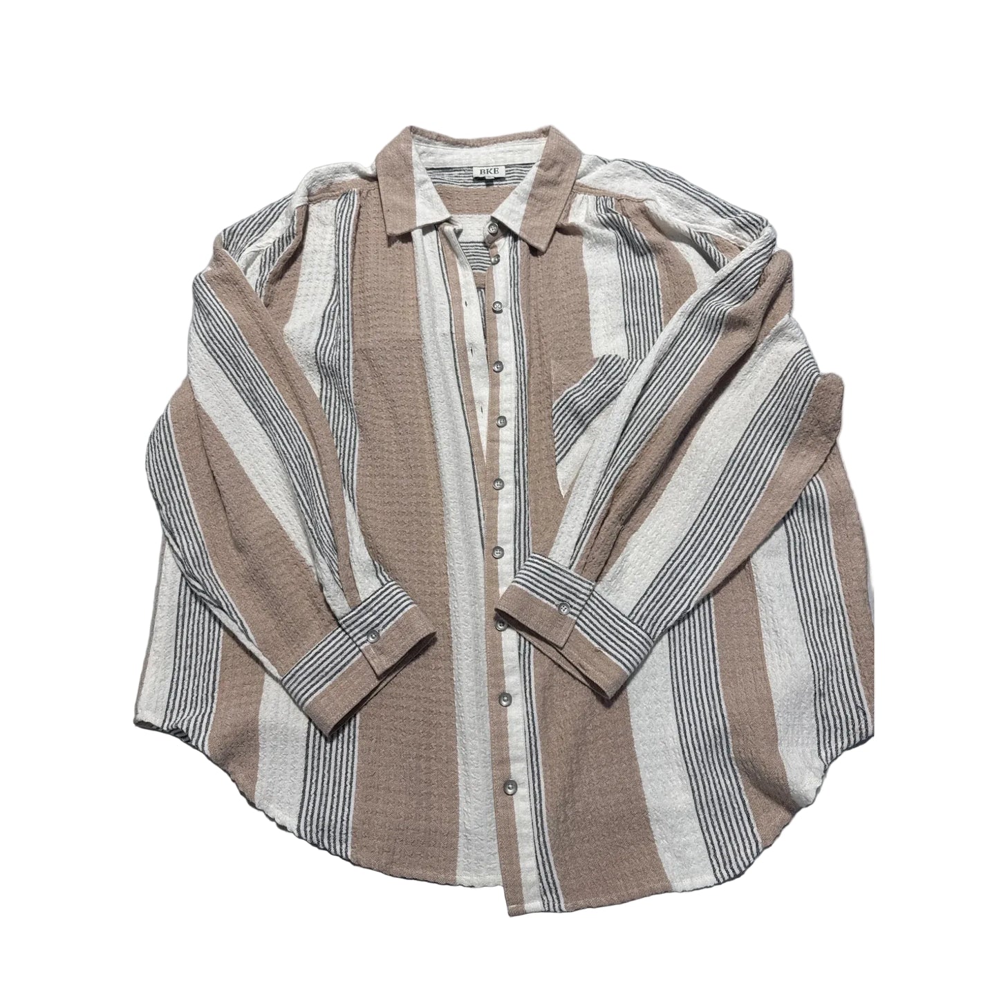 Top Long Sleeve By Bke In Tan & White, Size: Xl