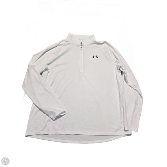 Athletic Top Long Sleeve Collar By Under Armour In White, Size: Xl