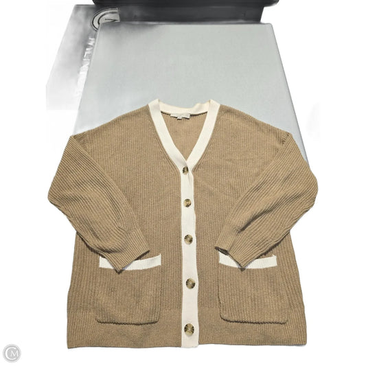 Cardigan By Loft In Brown & Cream, Size: Xl