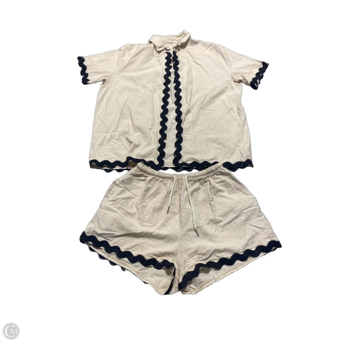 Top 2pc Short Sleeve By Cme In Tan, Size: M