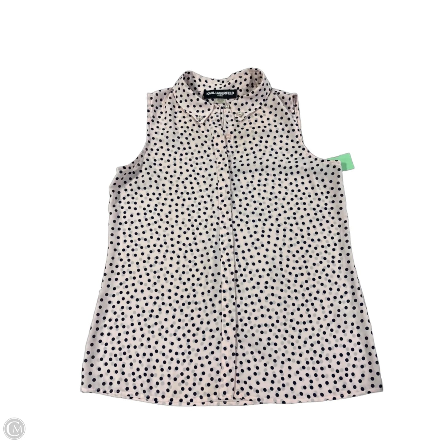 Top Sleeveless Designer By Karl Lagerfeld In Polkadot Pattern, Size: S